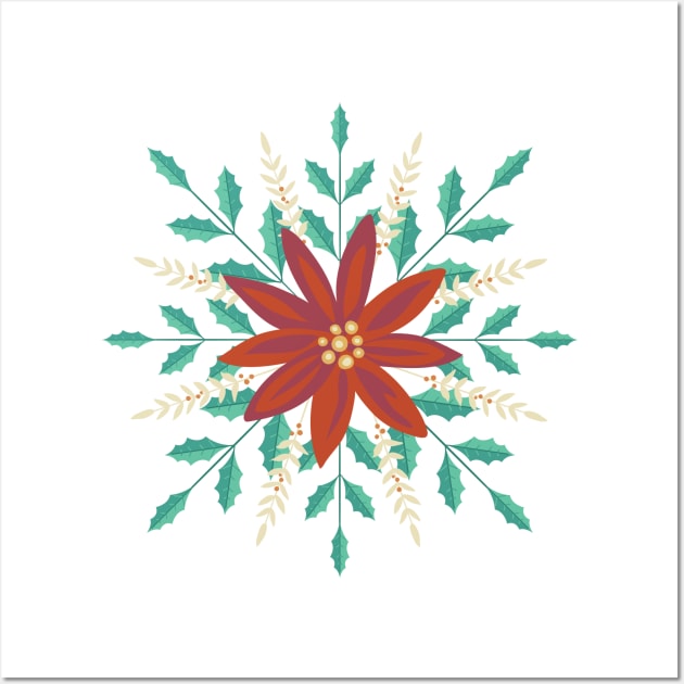 Folk Art Poinsettia Emblem Wall Art by SWON Design